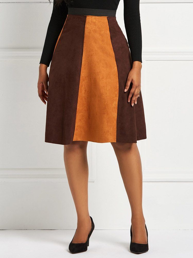 Patchwork Color Block A-line Naisten Hame
