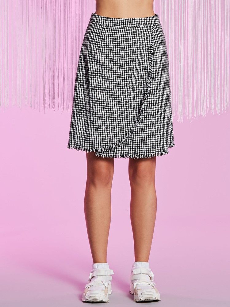 Polvipituinen Houndstooth Tassel Patchwork -hame