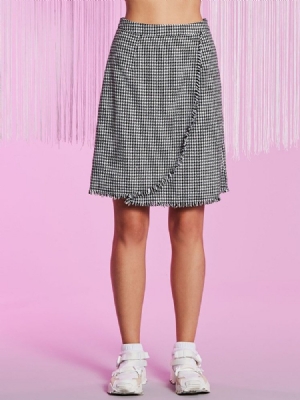 Polvipituinen Houndstooth Tassel Patchwork -hame