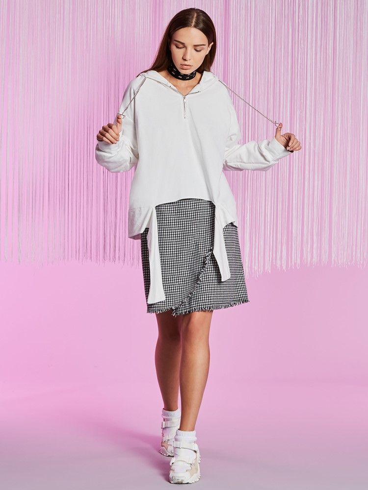 Polvipituinen Houndstooth Tassel Patchwork -hame