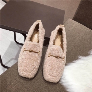 Naisten Square Toe Slip-on Matala Korko Rento Ohut Kenkä