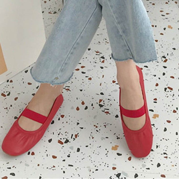 Neliön Toe Block Heel Elastinen Band Naisten Matalakorkoiset