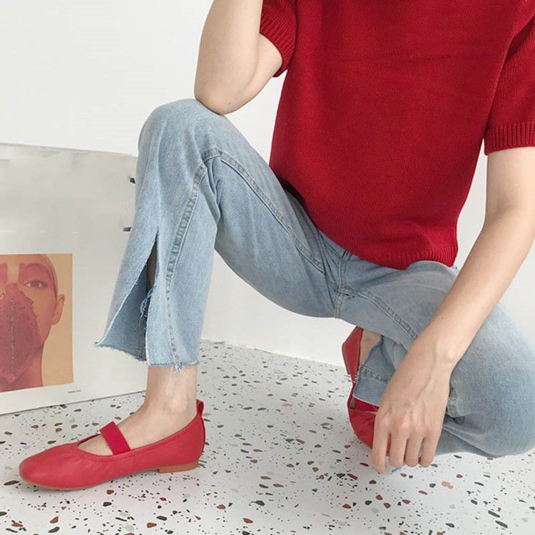 Neliön Toe Block Heel Elastinen Band Naisten Matalakorkoiset