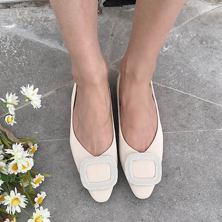 Pu-korkokengät - Slip-on Square Toe Naisten Matalakorkoiset