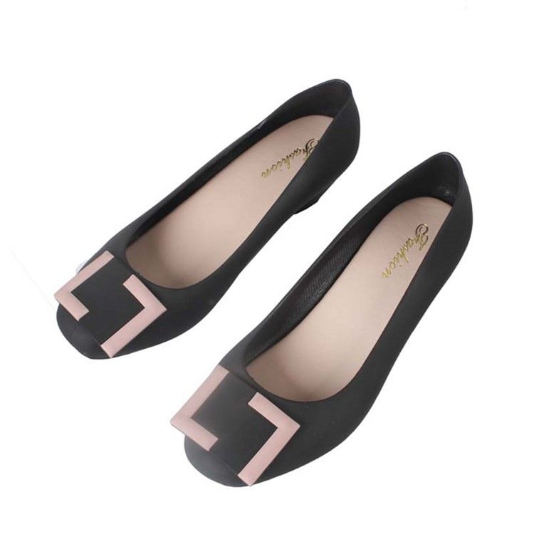 Pvc Slip-on Round Toe Wedge Heel Naisten Hyytelökengät