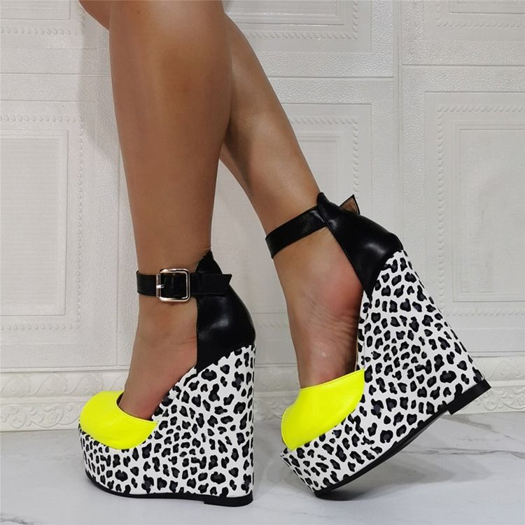 Kiilakorko Peep Toe Solki Leopard Naisten Ohuet Kengät