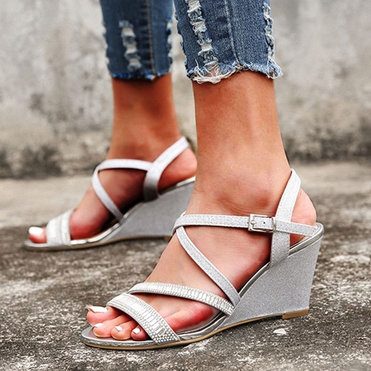 Naisten Kiilakorkoinen Solki Strappy Western-sandaalit