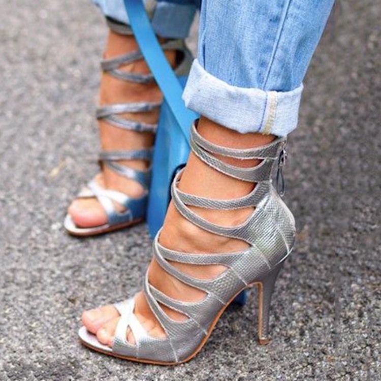 Naisten Peep Toe Vetoketju Tavalliset Piikkikorko