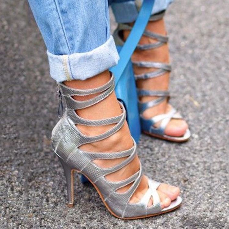 Naisten Peep Toe Vetoketju Tavalliset Piikkikorko