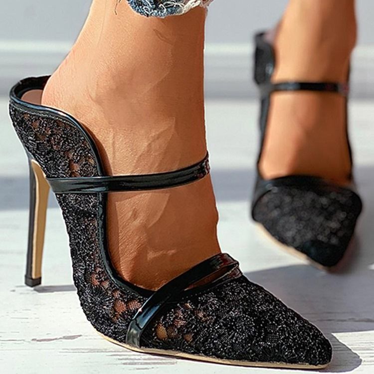 Naisten Slip-on Piikkikorko Pitsi Korkokengät (5-8cm) Ohuet Kengät