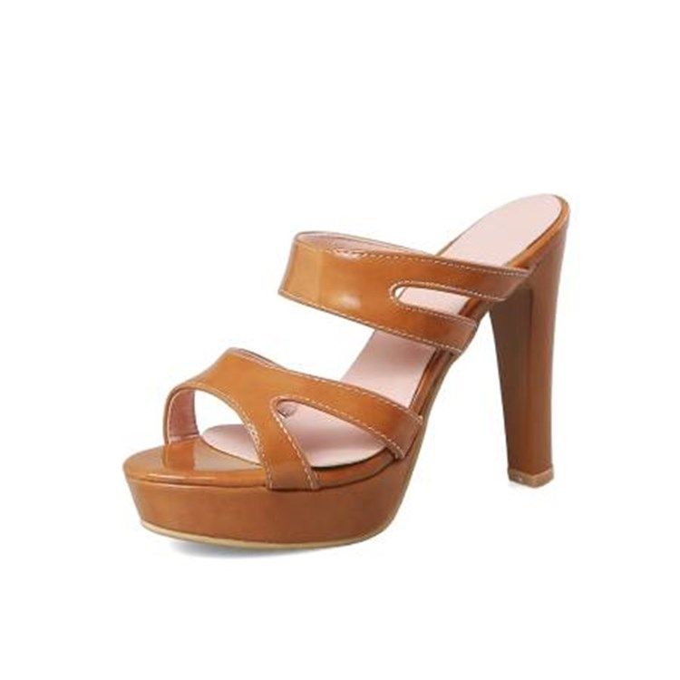 Naisten Slip-on Thread Chunky Heel -kumitossut