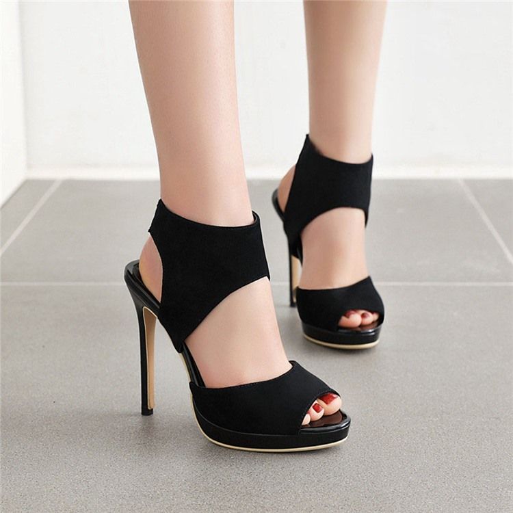 Peep Toe Piikkikorko Slip-on Rento Naisten Sandaalit