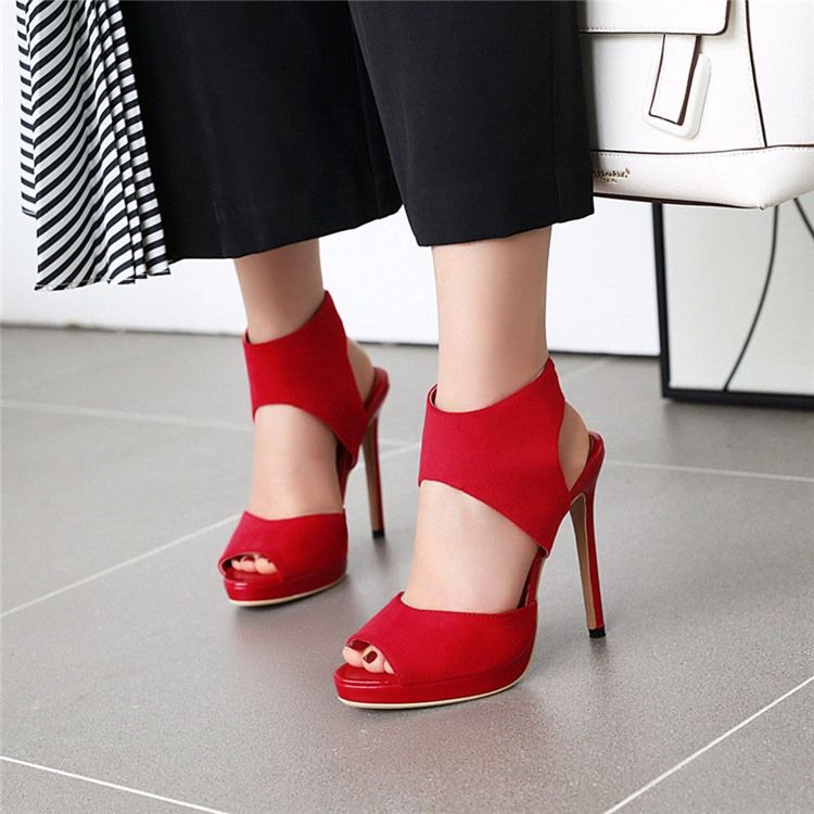 Peep Toe Piikkikorko Slip-on Rento Naisten Sandaalit