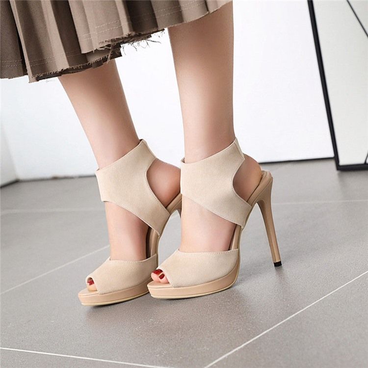Peep Toe Piikkikorko Slip-on Rento Naisten Sandaalit