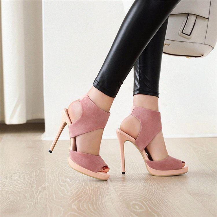 Peep Toe Piikkikorko Slip-on Rento Naisten Sandaalit
