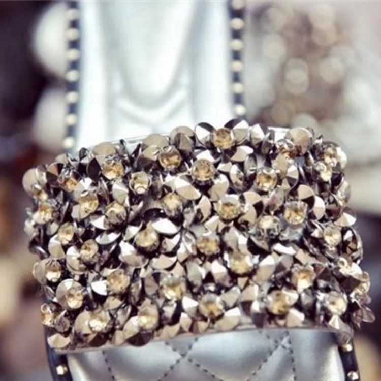 Rhinestone Pu Slip-on Naisten Tossut