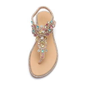 Rhinestone Thong Elastic Band Naisten Sandaalit