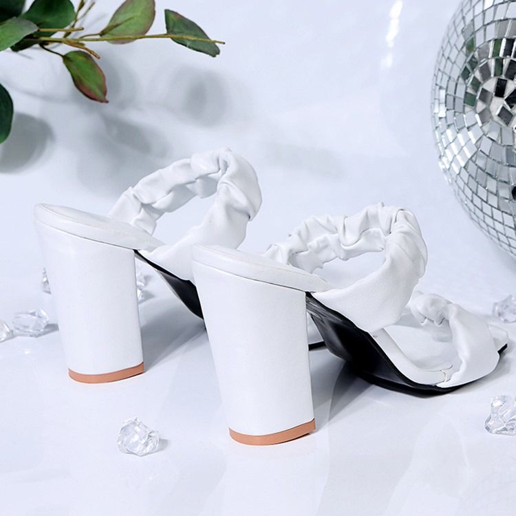 Slip-on Chunky Heel Toe Ring Western Naisten Tossut