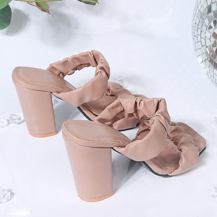 Slip-on Chunky Heel Toe Ring Western Naisten Tossut