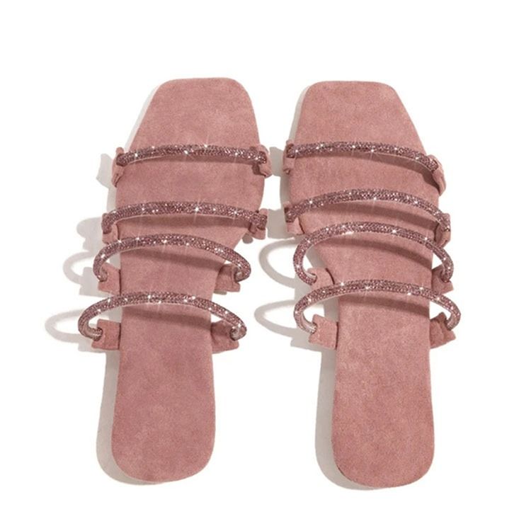 Slip-on Flat Jossa Tekojalokivi Naisten Rento Tossut