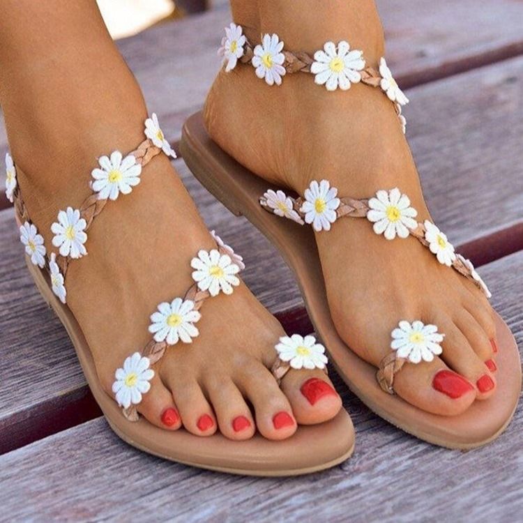 Slip-on-toe-rengas Jossa On Naisten Kukka-sandaaleja