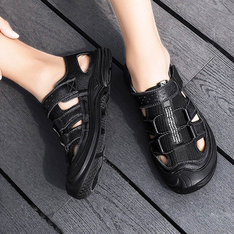 Velcro Color Block Round Toe Miesten Sandaalit