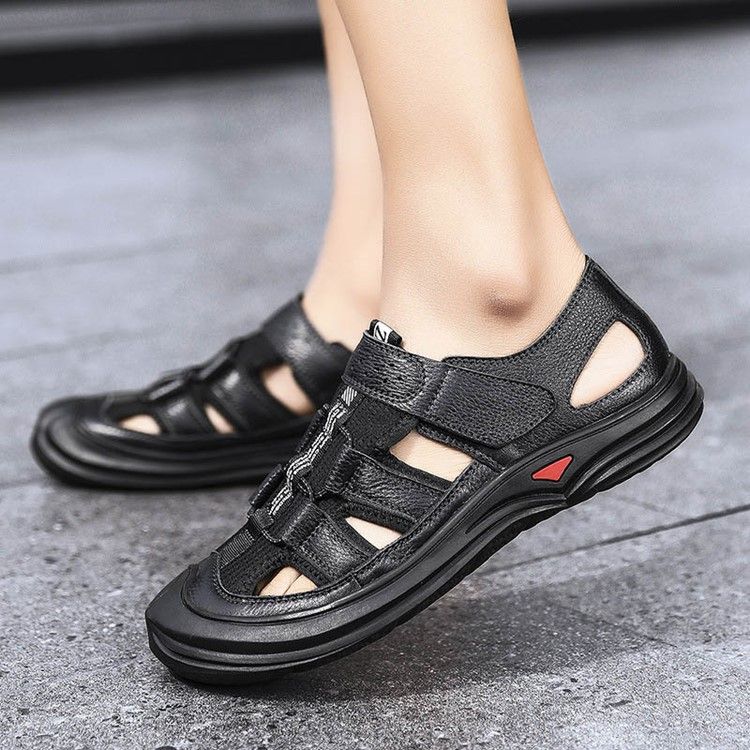 Velcro Color Block Round Toe Miesten Sandaalit