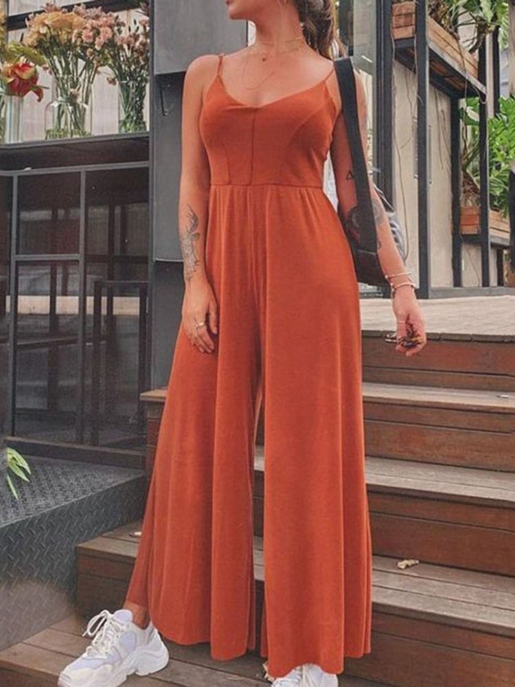 Naisten Jumpsuit Office Lady Plain Täyspitkä Ohut Leveä Jalat