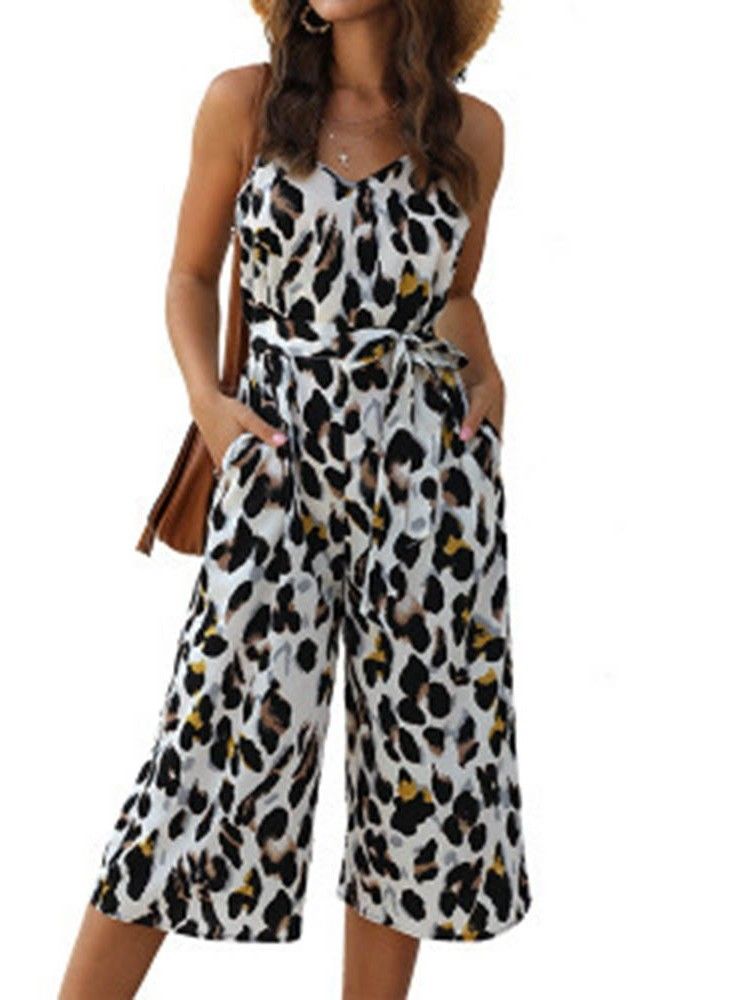 Painettu Mid-calf Office Lady Slim Naisten Jumpsuit