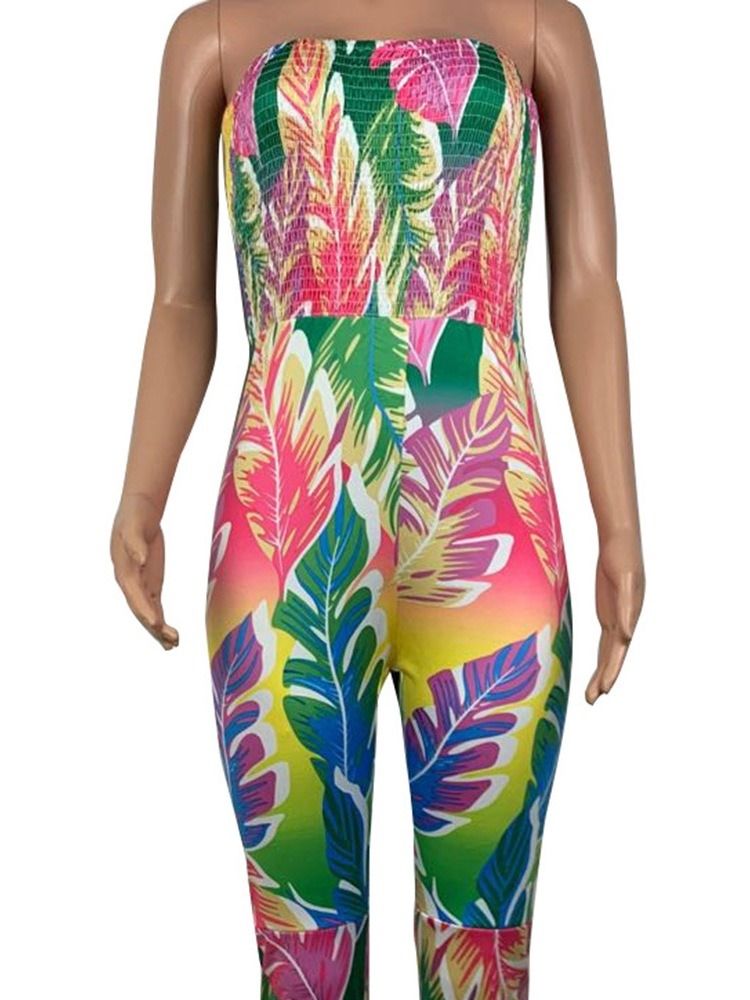 Painettu Nilkka Pituus Kukka Ohut Alushousut Naisten Jumpsuit