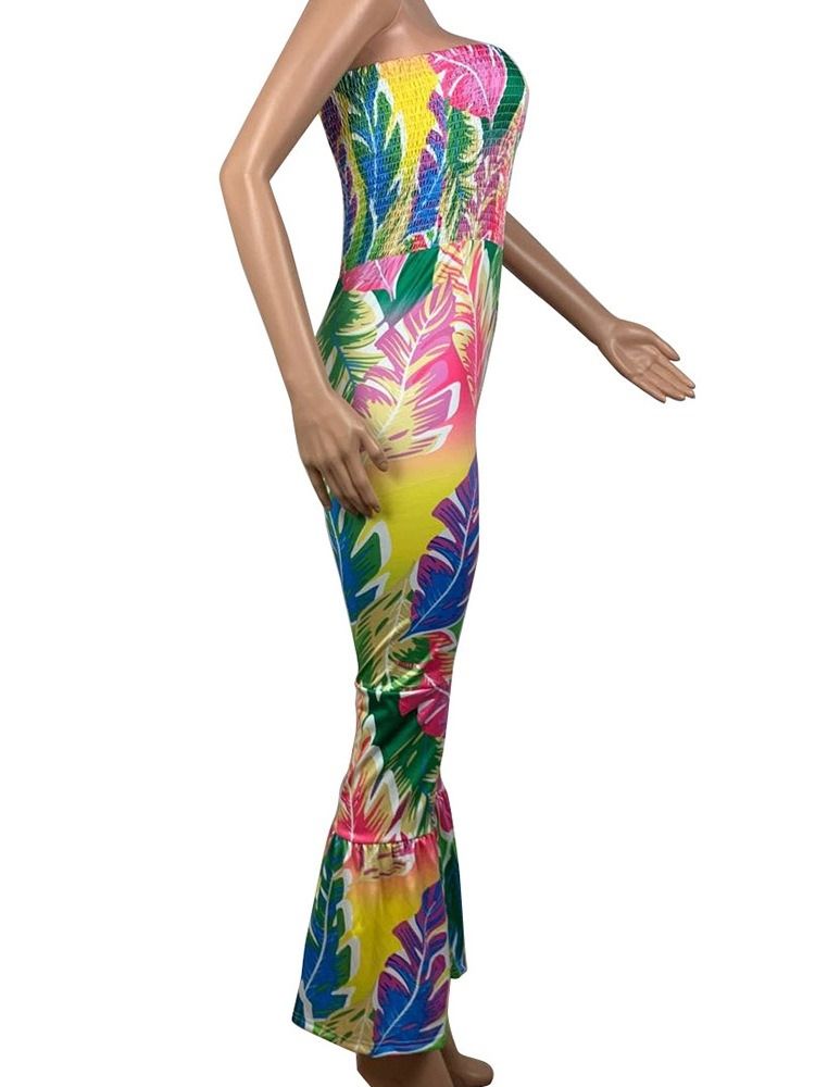 Painettu Nilkka Pituus Kukka Ohut Alushousut Naisten Jumpsuit