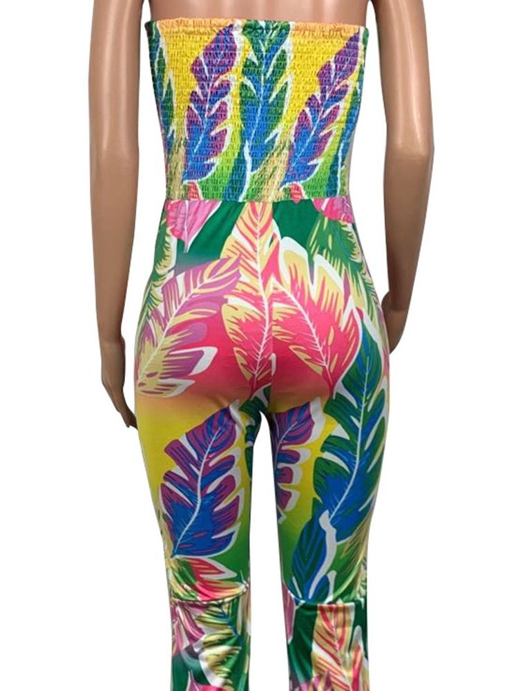 Painettu Nilkka Pituus Kukka Ohut Alushousut Naisten Jumpsuit