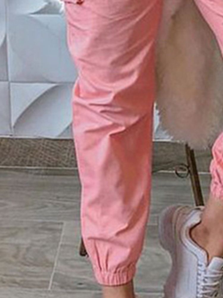 Pocket Casual Plain Slim Pencil Pants Naisten Jumpsuit
