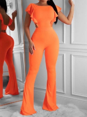 Täyspitkä Muoti Tavallinen Bellbottoms Naisten Ohut Haalari