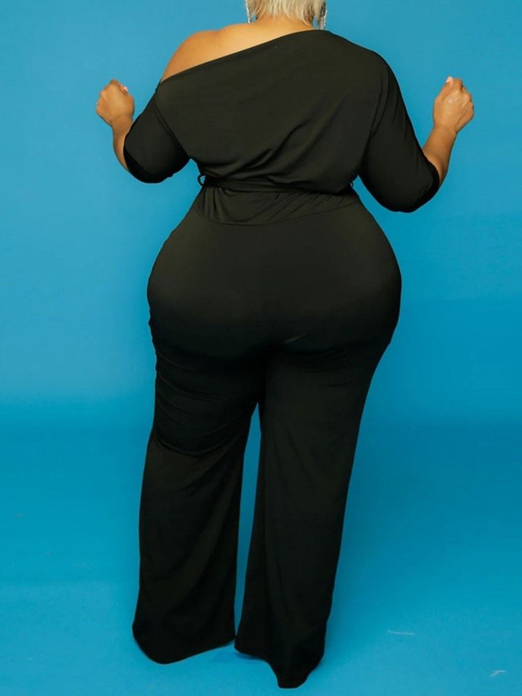 Tavallinen Täyspitkä Rento Ohut Suora Naisten Jumpsuit Plus-koko