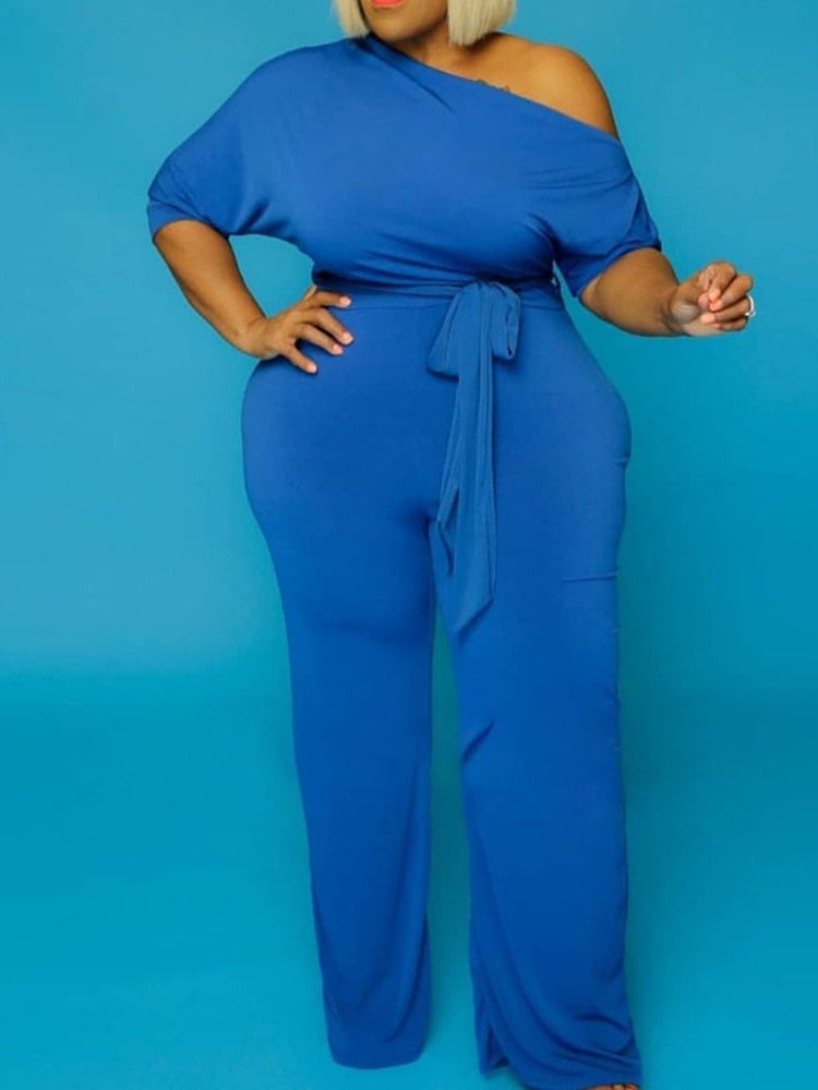 Tavallinen Täyspitkä Rento Ohut Suora Naisten Jumpsuit Plus-koko
