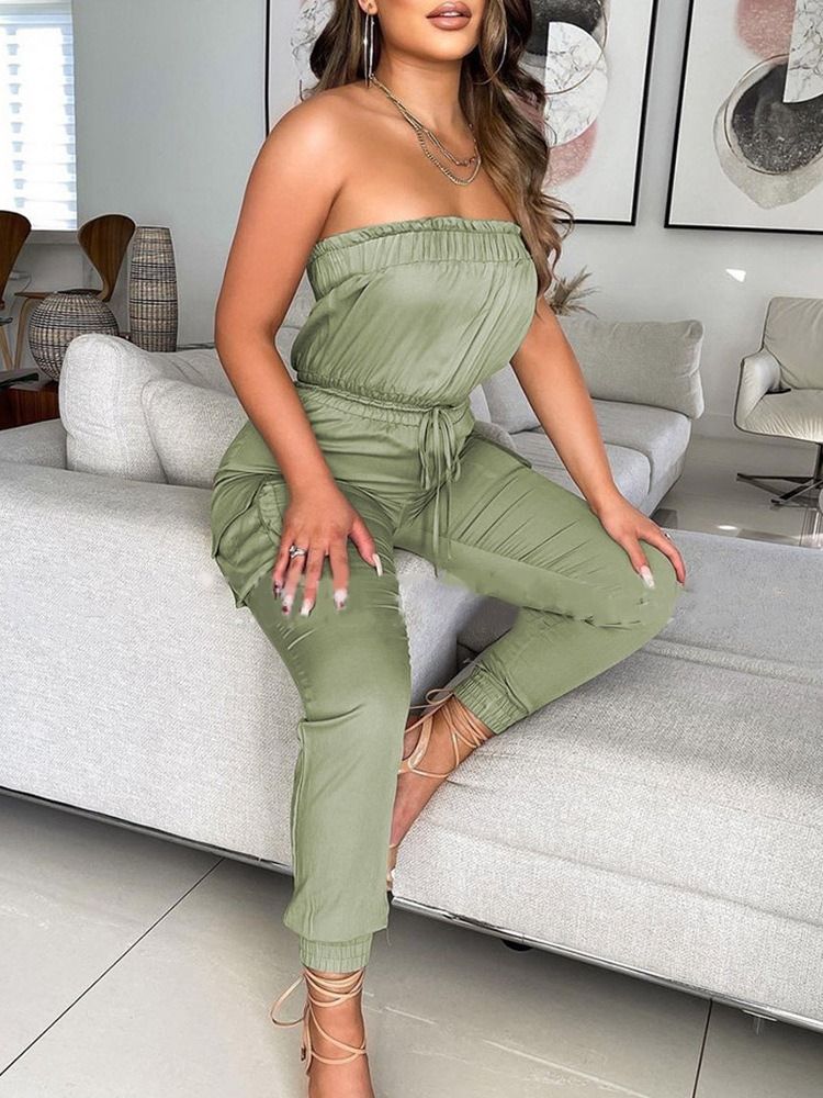Tavalliset Rento Nilkka Pituus Lyijykynä Housut Mid Waist Naisten Jumpsuit