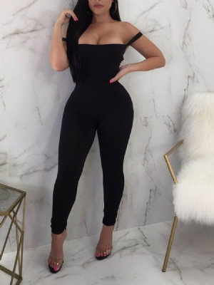 Tavalliset Selkättömät Täyspitkät Laihat Lyijykynähousut Naisten Jumpsuit