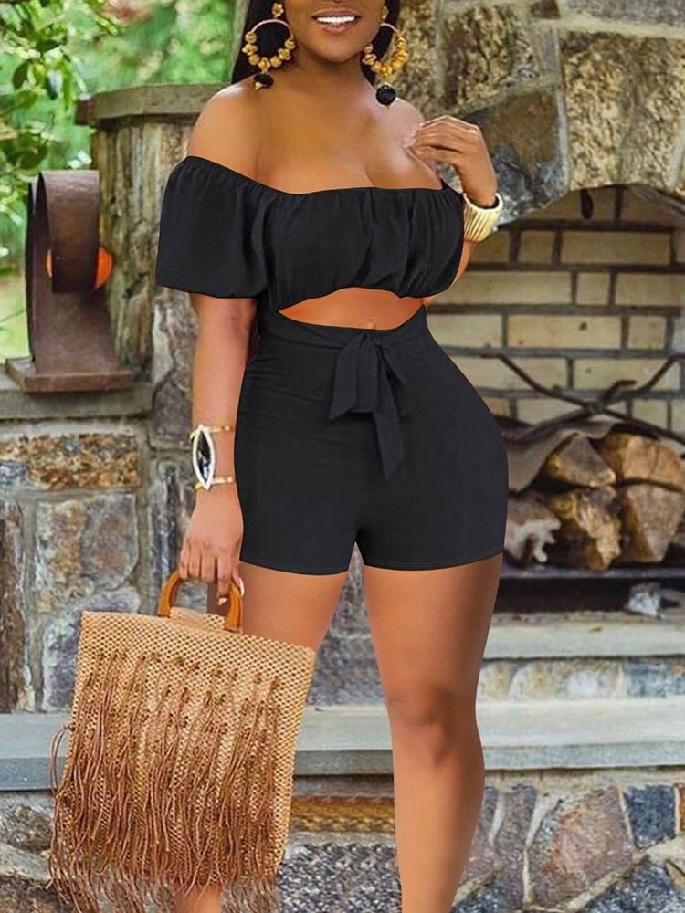 Tavalliset Shortsit Office Lady Slim Straight -nauhahousut