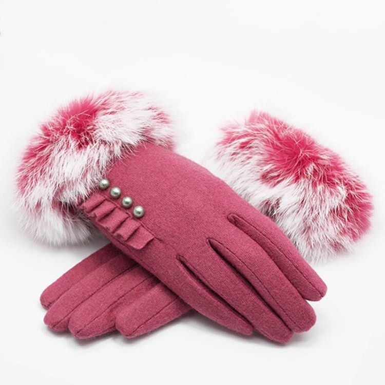 Naisten Tyylikkäät Cashmere Pearl Lady -käsineet