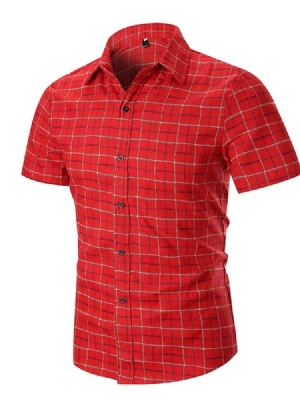 Casual Print Ruudullinen Yksirivinen Miesten T-paita
