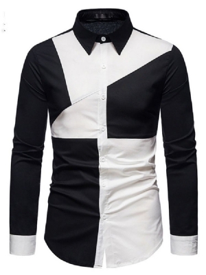 Color Block Casual Epäsymmetrinen Miesten Ohut Kevyt Paita