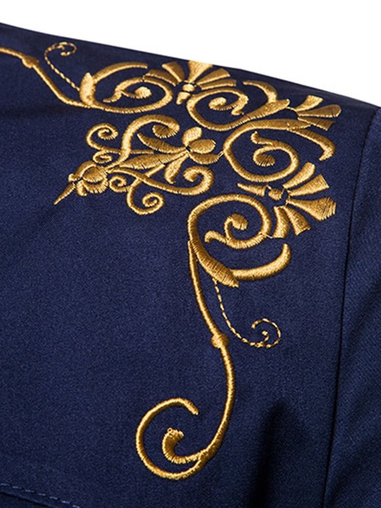 Golden Embroidery Plain Miesten Yksirivinen Paita