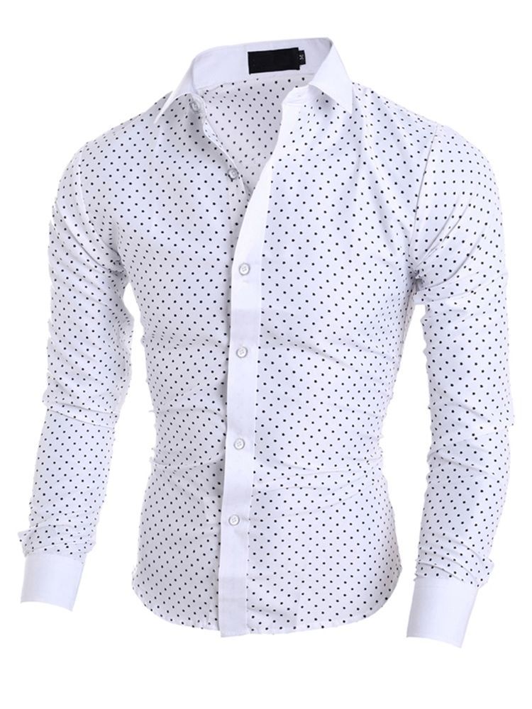 Miesten Vaatteet Polka Dots Tähtipainettu Käänne Kapea Paita
