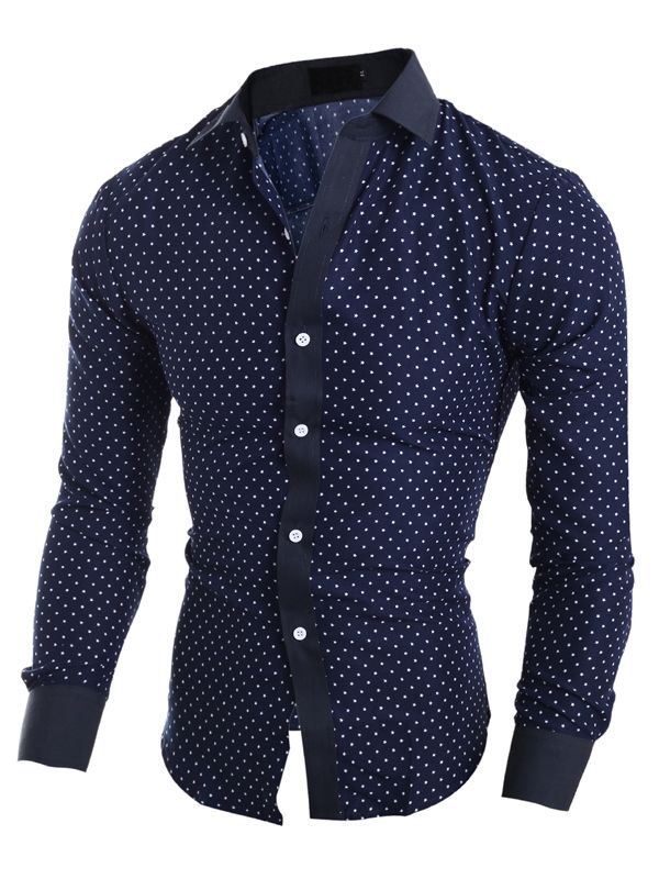 Miesten Vaatteet Polka Dots Tähtipainettu Käänne Kapea Paita