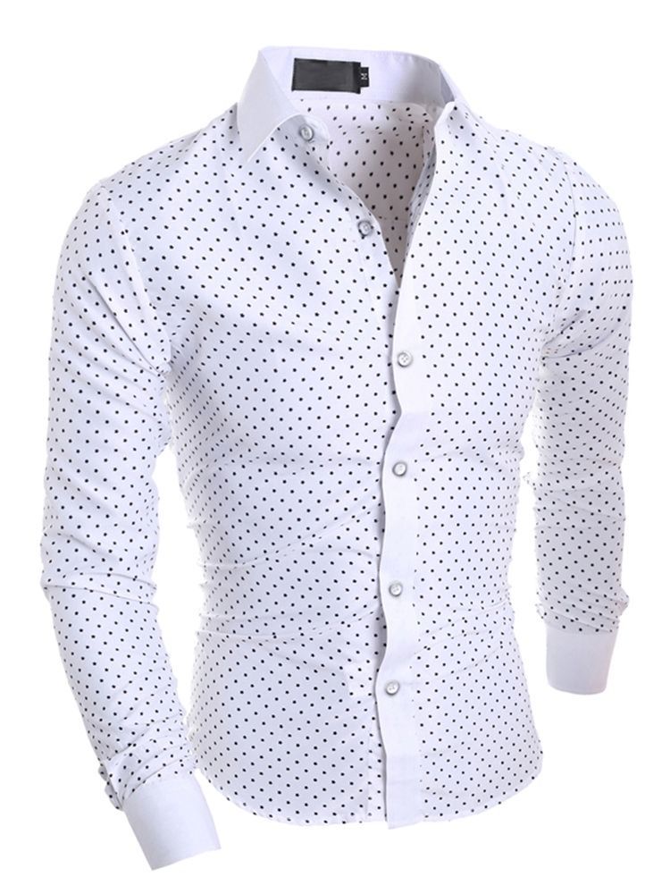 Miesten Vaatteet Polka Dots Tähtipainettu Käänne Kapea Paita