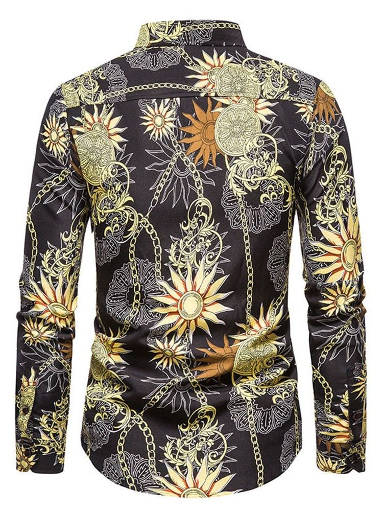 Print Lapel Casual Fall Miesten Ohut Paita