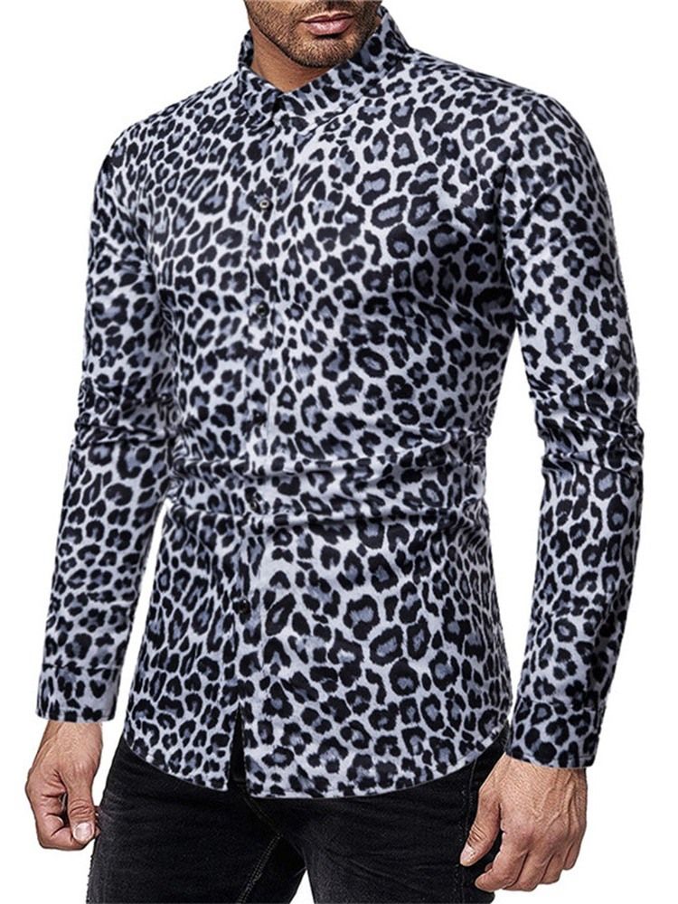 Rento Painettu Leopard-yksirivinen Miesten Paita