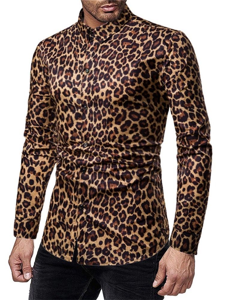 Rento Painettu Leopard-yksirivinen Miesten Paita