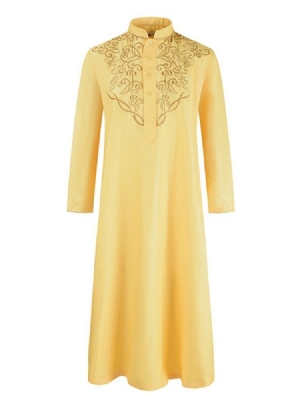 Stand Collar Ethnic Plain Miesten Löysä Paita